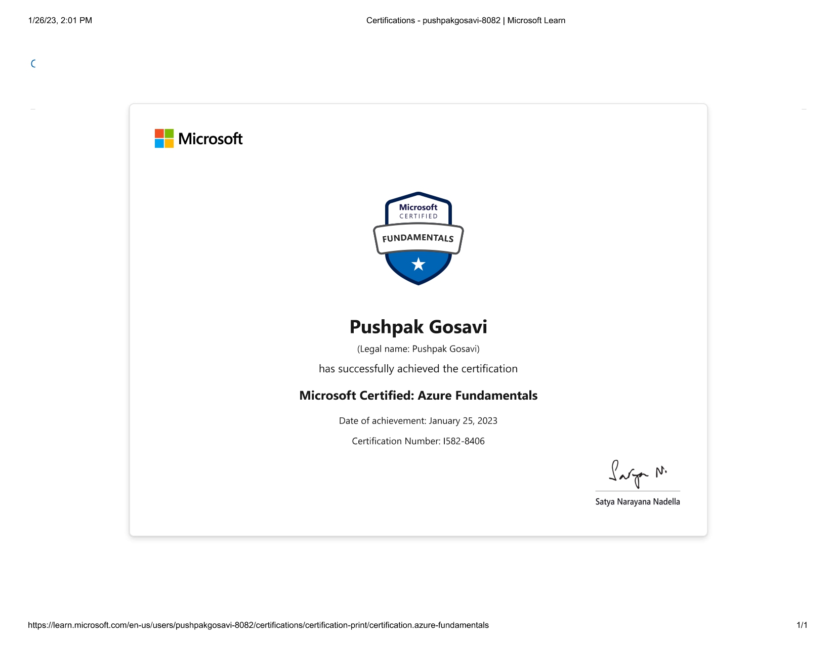 Azure Cloud Certificate