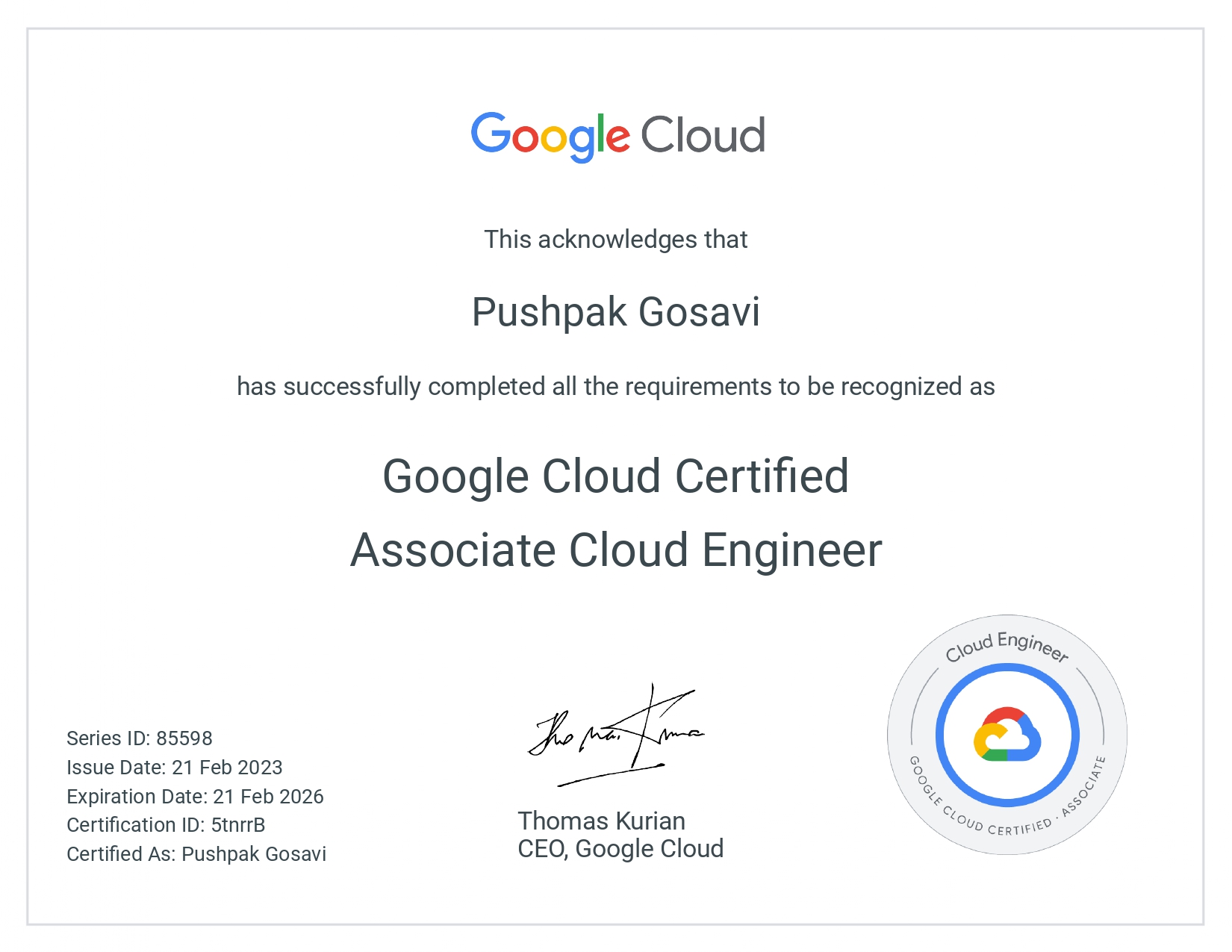 Google Cloud Certificate